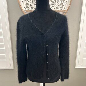 Lucidity Cardigan Sweater Bead Button Down Women's Angora Rabbit SZ L